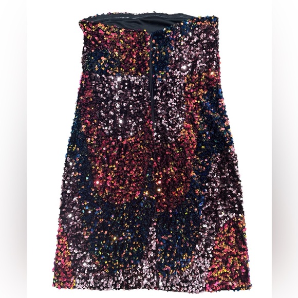 MANGO Multicolor Sequin Strapless Dress size 4 - Picture 2 of 2